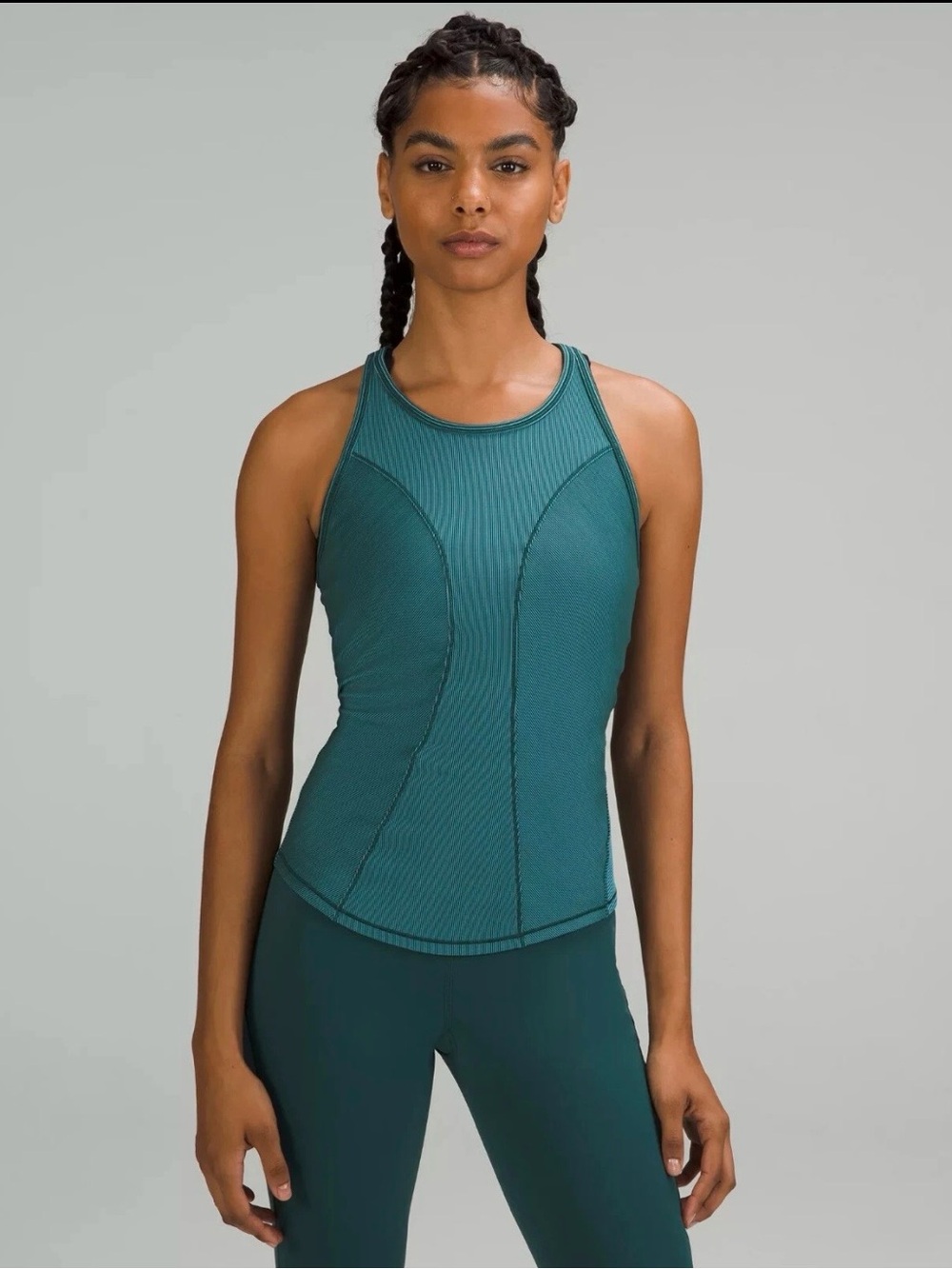 lululemon athletica Teal/Jasper Ribbed Performance Tank